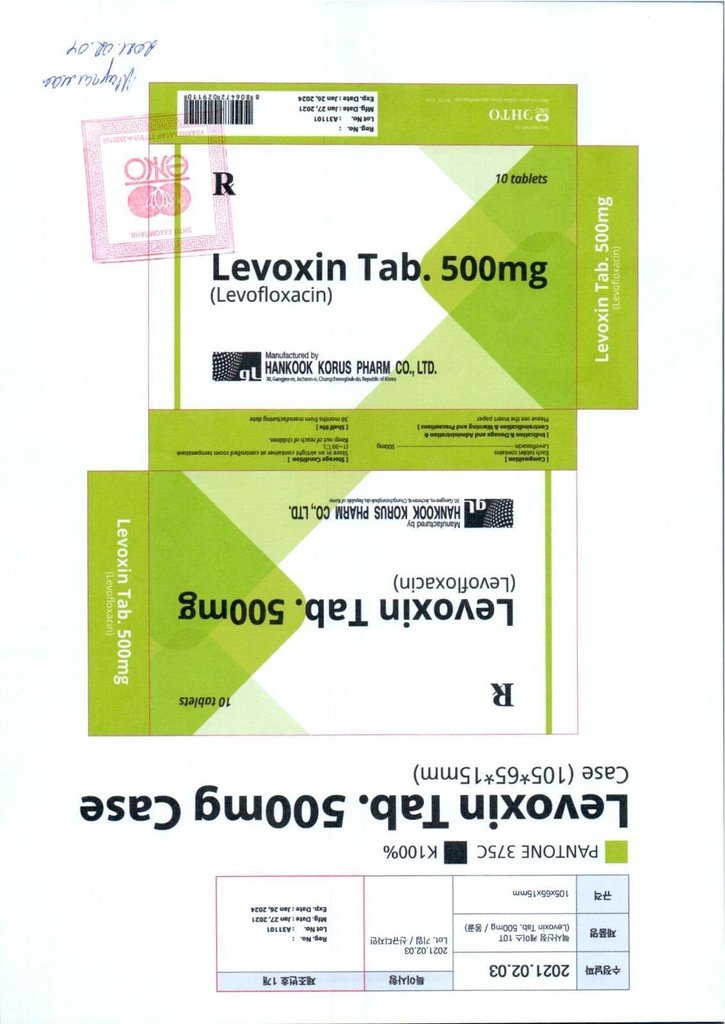 Левоксин 500мг №10 шахмал Энто